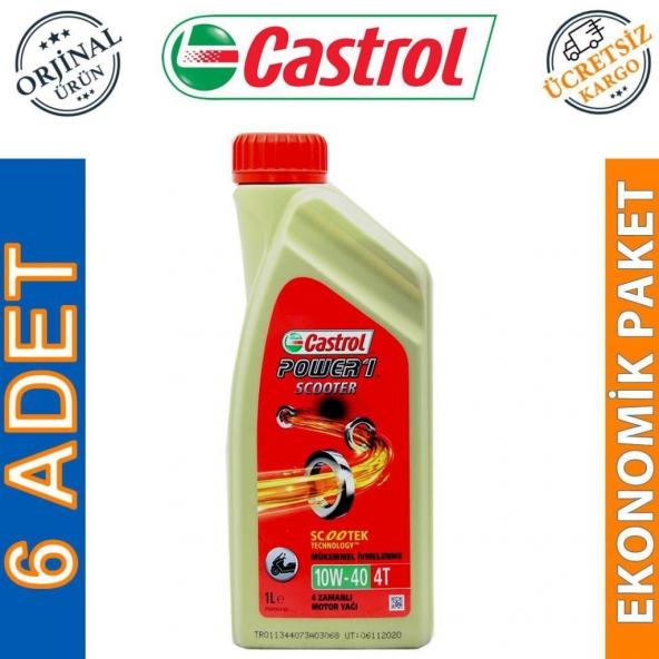 Castrol Power 1 Scooter 10W/40 4T 1 lt 6lı Motosiklet Yağı