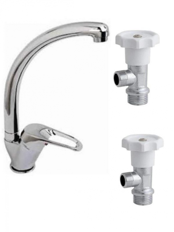 Kuğu Eviye veya Lavabo Bataryası Ara Musluk 2 li set ürün görseli 1