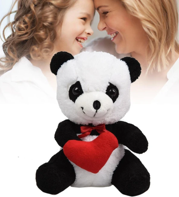 Elinde Kalp Tutan Sevimli Peluş Panda - 35 cm - 3