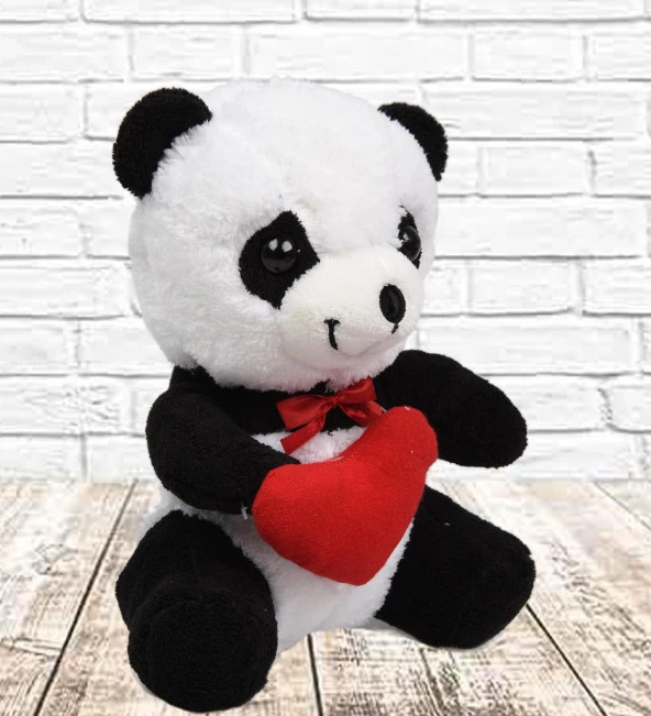 Elinde Kalp Tutan Sevimli Peluş Panda - 35 cm - 5