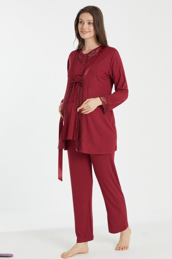 Kadın Kısa Kollu Lohusa Pijama Takımı Düğmeli İsem Moda 4080 - 2