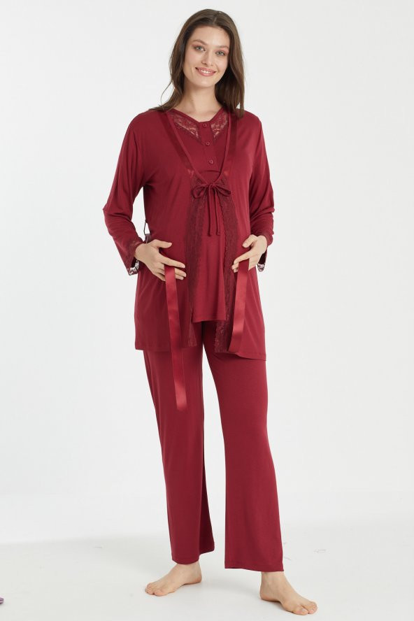 Kadın Kısa Kollu Lohusa Pijama Takımı Düğmeli İsem Moda 4080 - 3