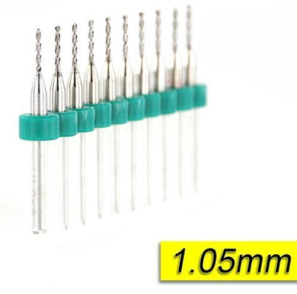 PCB Mikro Karbür CNC Matkap Ucu 10lu Set 1,05mm Tungsten 18 Shank ürün görseli