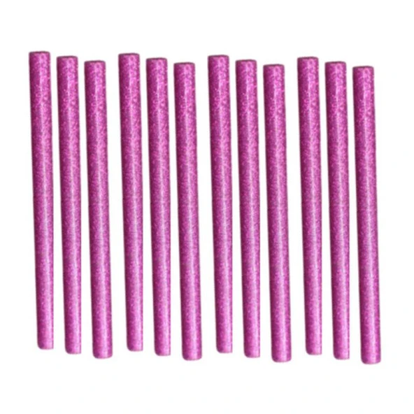 Mühür Mumu Simli Çubuk Sıcak Tutkal 7mm x 10cm 12 li Pembe Renk