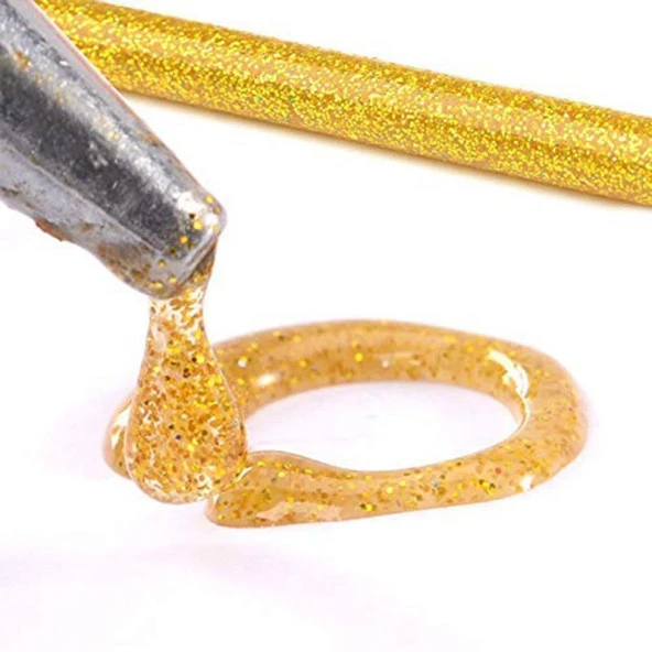 Mühür Mumu Simli Çubuk Sıcak Tutkal 7mm x 10cm 12 li Gold Renk - 2