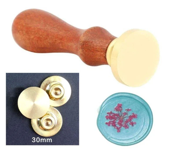 Mührü Mumu Damga 15mm Yuvarlak Boş Bakır Kafa + Gülağacı Sap - Resim 2