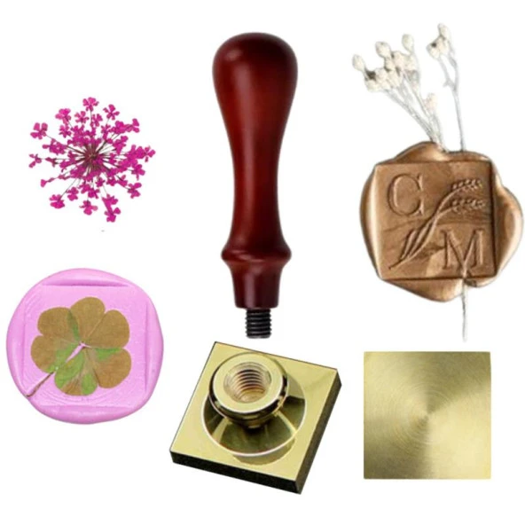 Mührü Mumu Damga 30mm Kare Boş Bakır Kafa + Gül Ağacı Sap - Resim 2