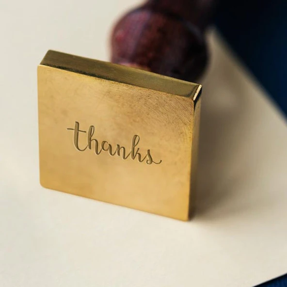 Mührü Mumu Damga 30mm Kare Boş Bakır Kafa + Gül Ağacı Sap - Resim 4