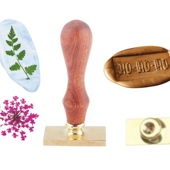 Mührü Mumu Damga 23x40mm Dikdörtgen Boş Bakır Kafa+Gül Ağacı Sap ürün görseli