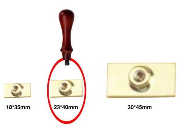 Mührü Mumu Damga 23x40mm Dikdörtgen Boş Bakır Kafa+Gül Ağacı Sap - Resim 4