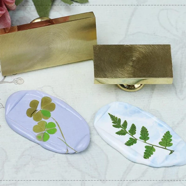 Mührü Mumu Damga 18x35mm Dikdörtgen Boş Bakır Kafa+Gül Ağacı Sap - Resim 5