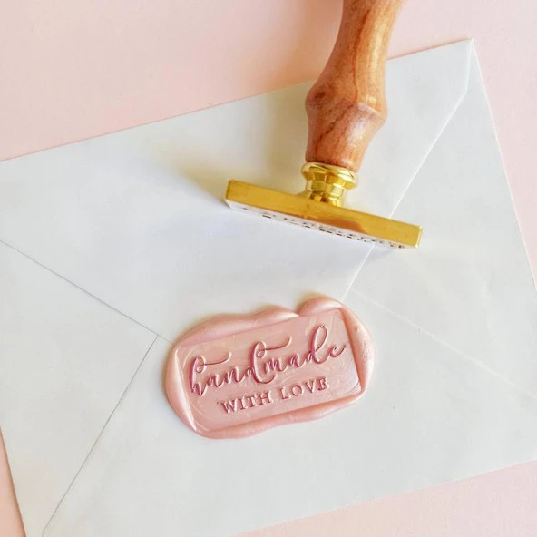 Mührü Mumu Damga 23x40mm Dikdörtgen Boş Bakır Kafa+Gül Ağacı Sap - Resim 9