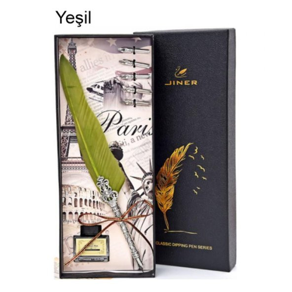 Tüy Divit Kalem Mürekkep Uç 7 li Pirinç Kaligrafi Set Kraliyet - 2
