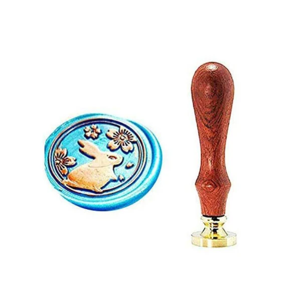 Mektup Damga Mühürü Tavşan Çiçek + 30 Mühür Mumu + Kaşık - Resim 9