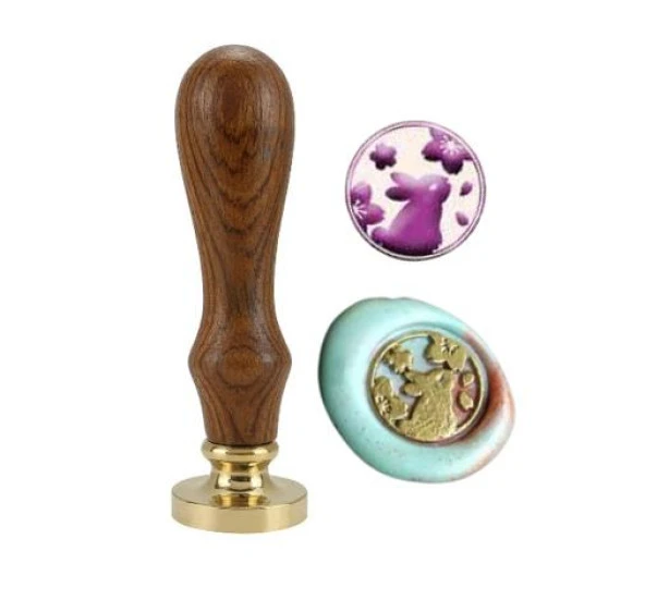 Mektup Damga Mühürü Tavşan Çiçek + 30 Mühür Mumu + Kaşık - 10