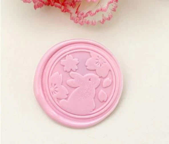 Mektup Damga Mühürü Tavşan Çiçek + 30 Mühür Mumu + Kaşık - 11