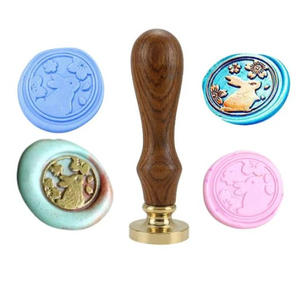 Mektup Damga Mühürü Tavşan Çiçek + 30 Mühür Mumu + Kaşık - 12