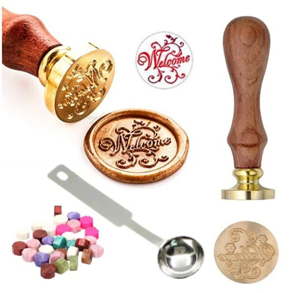 Mektup Damga Mühürü Welcome + 30 Mühür Mumu + Eritme Kaşığı ürün görseli