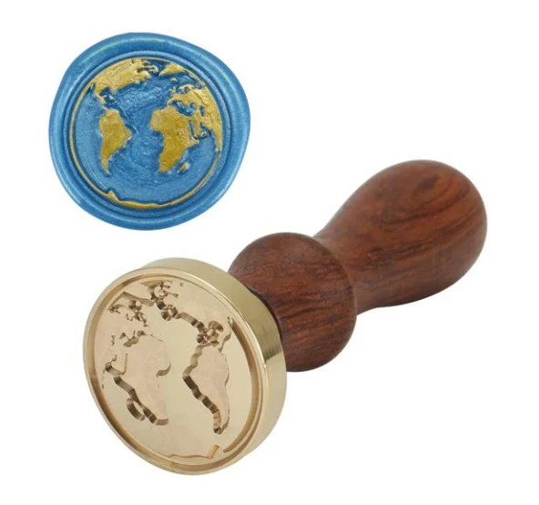 Mektup Damga Mühürü Dünya Haritası + 30 Mühür Mumu + Eritme Kaşığı - Resim 6