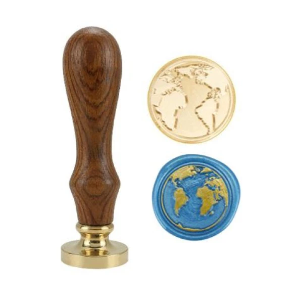 Mektup Damga Mühürü Dünya Haritası + 30 Mühür Mumu + Eritme Kaşığı - Resim 11