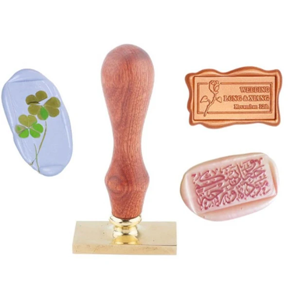 Mührü Mumu Damga 30x45mm Dikdörtgen Boş Bakır Kafa+Gül Ağacı Sap - Resim 2