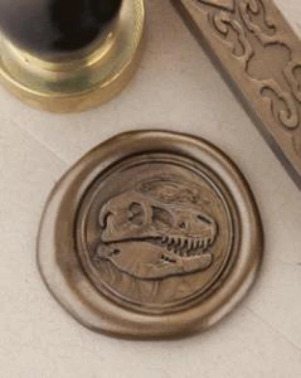 Mektup Damga Mühürü Dinazor Kafatası + 30 Mühür Mumu + Kaşık - Resim 9