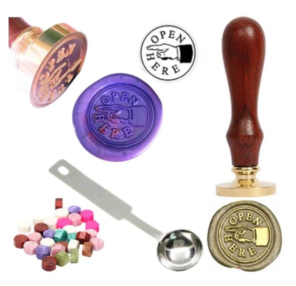 Mektup Damga Mühürü Open Here + 30 Mühür Mumu + Eritme Kaşığı ürün görseli