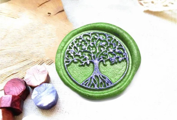 Mektup Damga Mühürü Hayat Ağacı + 30 Mühür Mumu + Metal Kaşık - Resim 10
