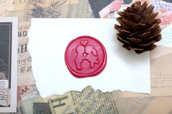 Mektup Damga Mühürü Öpücük Kiss + 30 Mühür Mumu + Eritme Kaşığı - Resim 12