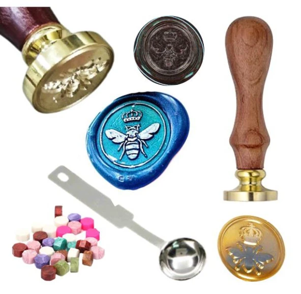 Mektup Damga Mühürü Taç & Arı + 30 Mühür Mumu + Eritme Kaşığı ürün görseli