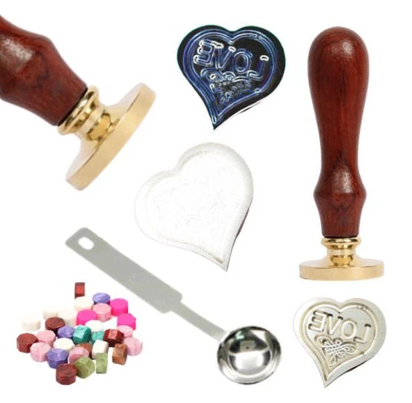 Mektup Damga Mühürü Love Kalp + 30 Mühür Mumu + Eritme Kaşığı ürün görseli