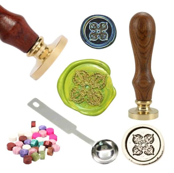 Mektup Damga Mühürü Şeftali Çiçeği + 30 Mühür Mumu + Kaşık ürün görseli