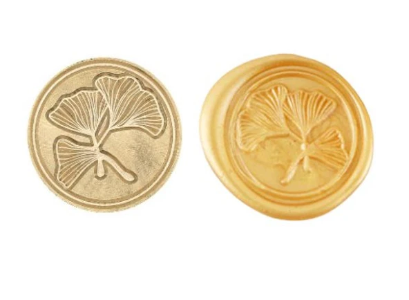 Mektup Damga Mühürü Gingko Leaves + 30 Mühür Mumu + Eritme Kaşığı - 6