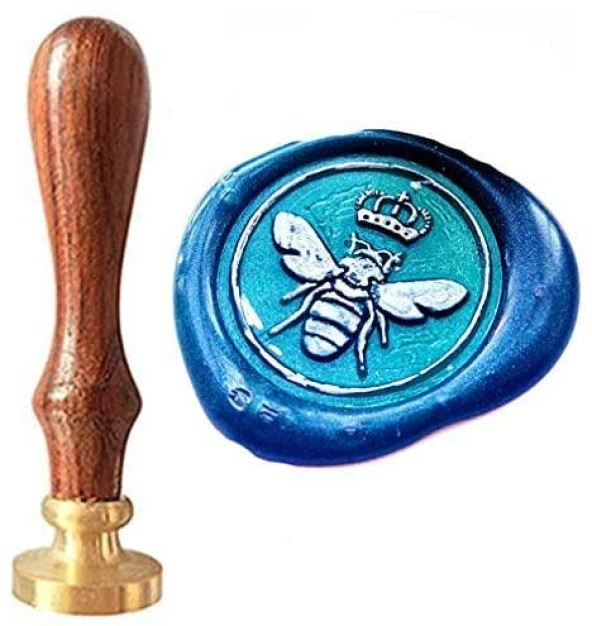 Mektup Damga Mühürü Taç & Arı + 30 Mühür Mumu + Eritme Kaşığı - Resim 9