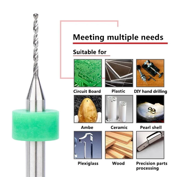 Mikro Karbür PCB Matkap Ucu Metal CNC Sondaj 10lu Set 0.75-0.95mm - 9