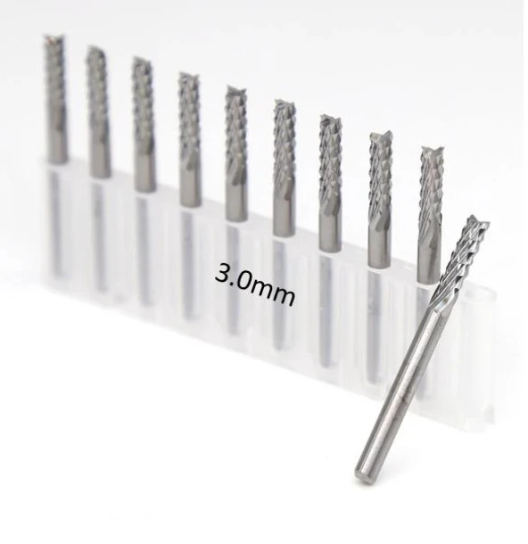 Tungsten Karbür PCB Kesme CNC Freze Ahşap İşleme 3.0mm 10 Adet