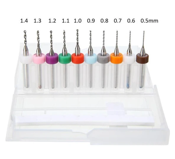 Mikro Karbür PCB Matkap Ucu Metal CNC Sondaj 10lu Set 0.5-1.4mm