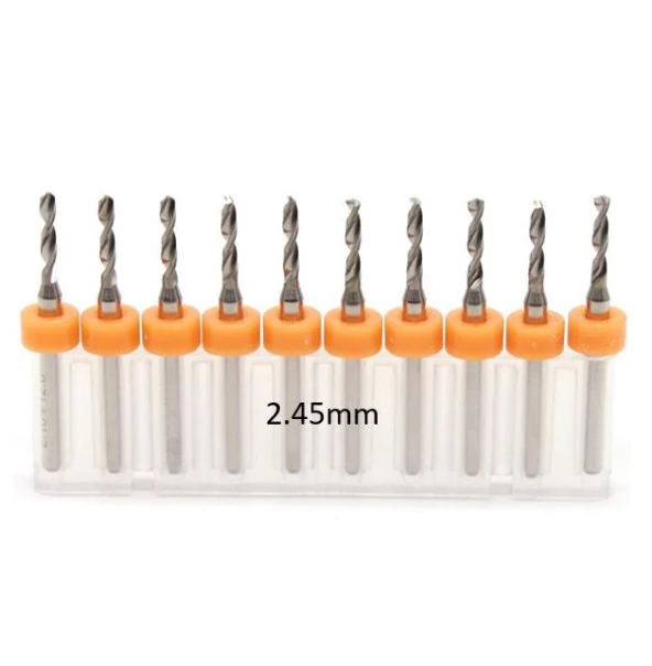 Mikro Karbür PCB Matkap Ucu Metal CNC Sondaj 10lu Set 2.45mm