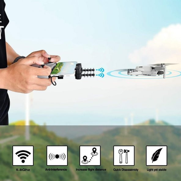 DJI Air 2S Mini2 Kumanda İçin 5.8Ghz Mesafe Uzatıcı Yagi Anten - Resim 11