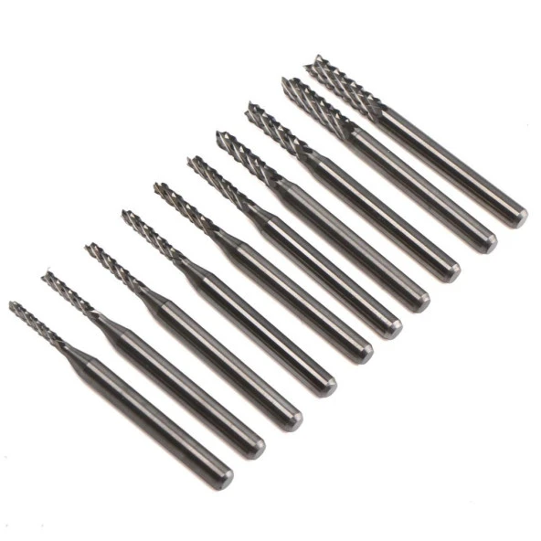 Tungsten Karbür PCB Kesme Oyma CNC Freze Uç 1.5-3.1mm 10lu Set - 9