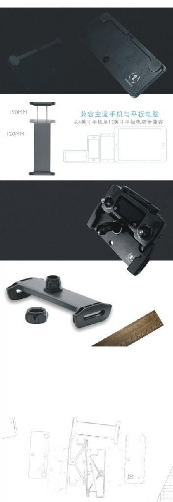 DJİ SPARK Uzaktan Kumanda Tablet & Telefon Tutucu - 6