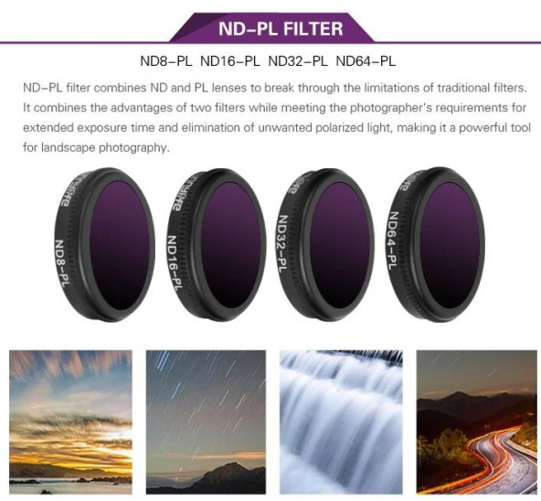 DJI Mavic 2 Zoom Lens Filtre 4 lü Set ND8PL ND16PL ND32PL ND64PL - 6