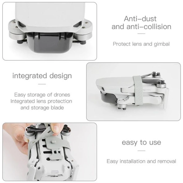 DJI Mavic Mini Silikon Pervane Tutucu Kelepçe & Lens Koruma Kapak - Resim 8