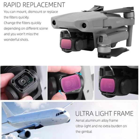 DJI Mavic Air 2 Kamera Lens Filtre Seti MCUV CPL ND4 ND8 - 8