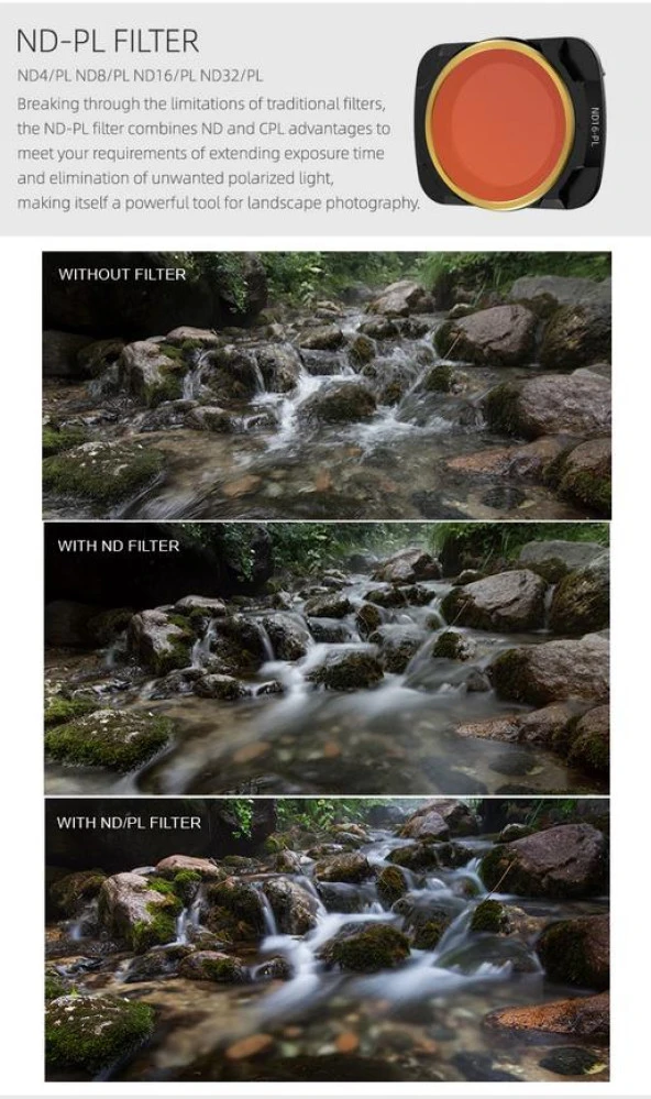 DJI Mavic Air 2 Kamera Lens Filtre Seti ND4PL ND8PL ND16PL ND32PL - 3