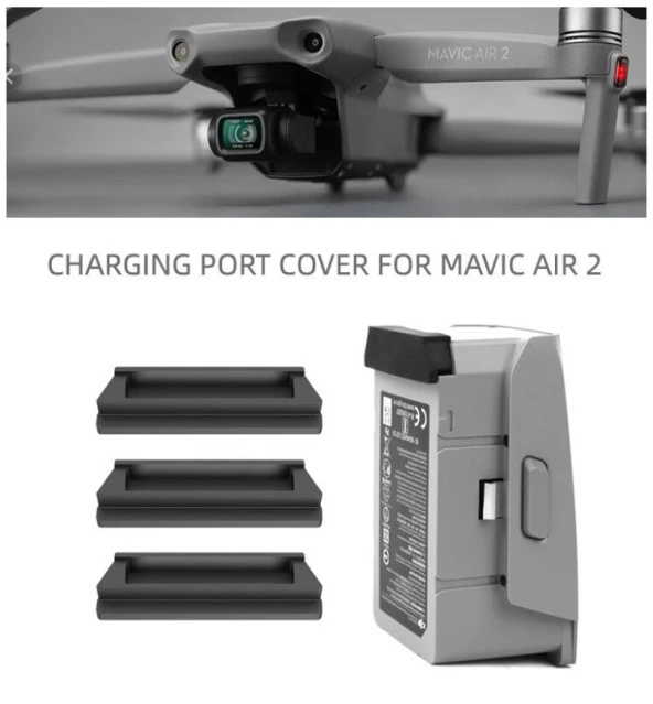 DJI Mavic Air 2 Pil Şarj Portu Koruyucu Silikon Tapa 3 lü Set - 2
