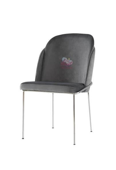 4 Adet Limon Sandalye Metal Krom Sandalye Mutfak Salon Yemek Odası Sandalyesi - 2