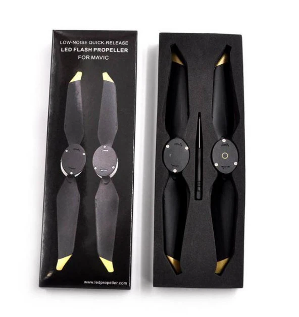 DJI Mavic Pro LED Flaş Işıklı Düşük Gürültülü Gece Uçuş Pervanesi - Resim 3
