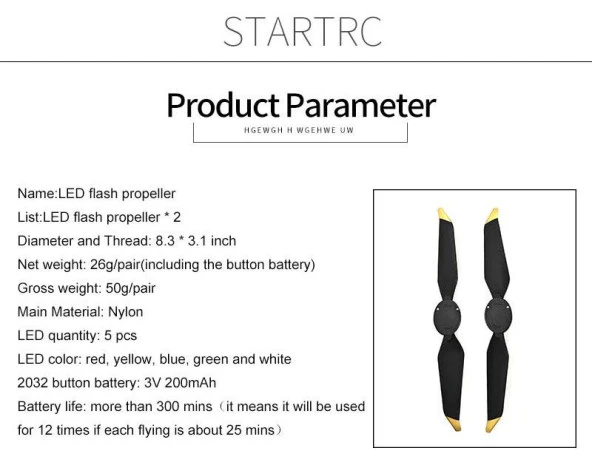 DJI Mavic Platinum LED Flaş Işıklı Uzun Süreli Gece Uçuş Pervane - Resim 10