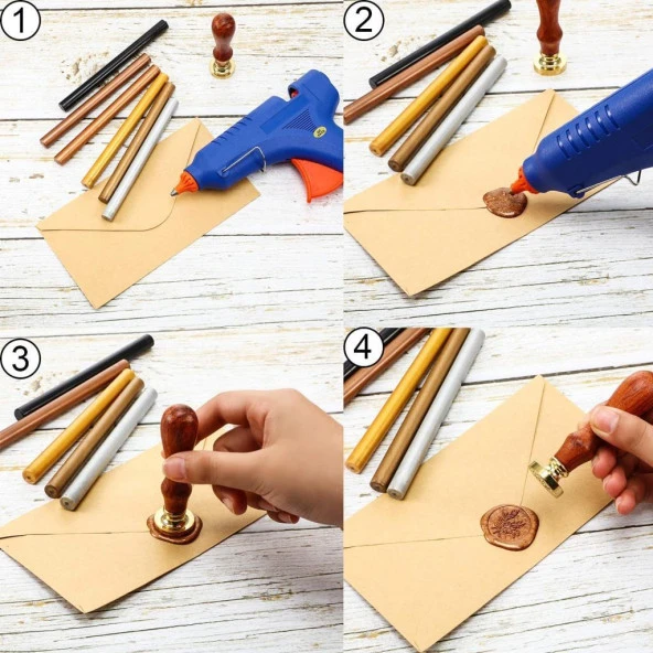 Mühür Mumu Çubuk Sıcak Tutkal 7mm x 20cm 6 lı Metalik Gold - 4